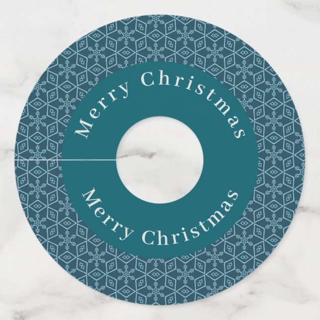 Feliz Navidad Snowflake Wine Glass Etiqueta (Anverso)