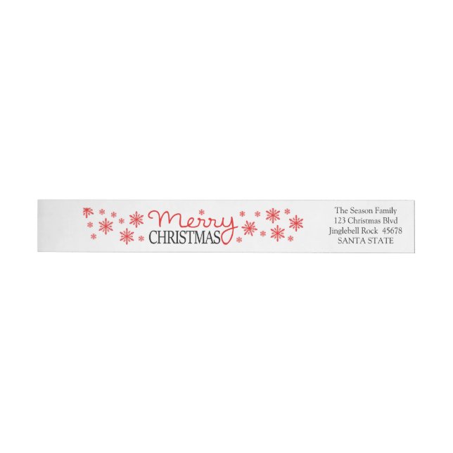 Feliz Navidad Snowflake Wraparound label (Individual)