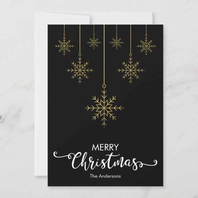 Feliz Navidad Snowflakes Black Navidades Card (Anverso)