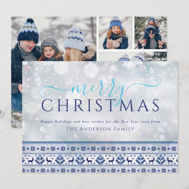 Feliz Navidad Snowflakes Folks Patrón Folk 4 Foto (Anverso / Reverso)