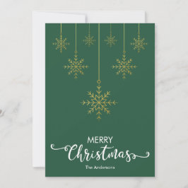 Feliz Navidad Snowflakes Green Navidad Card
