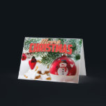 Feliz Navidad Snowman<br><div class="desc">Feliz Ornamento de Snowman,  árbol de Navidad. Navidades alucinantes Idea de tarjeta de felicitación Snowman</div>