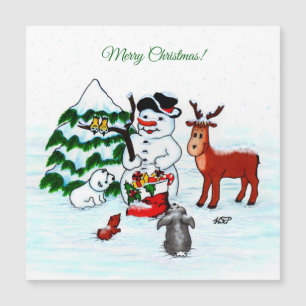 ¡Feliz Navidad! Snowman con sus amigos