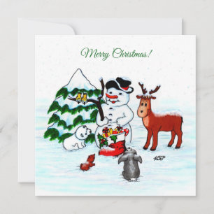 ¡Feliz Navidad! Snowman con sus amigos