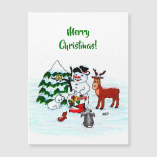 ¡Feliz Navidad! Snowman con sus amigos