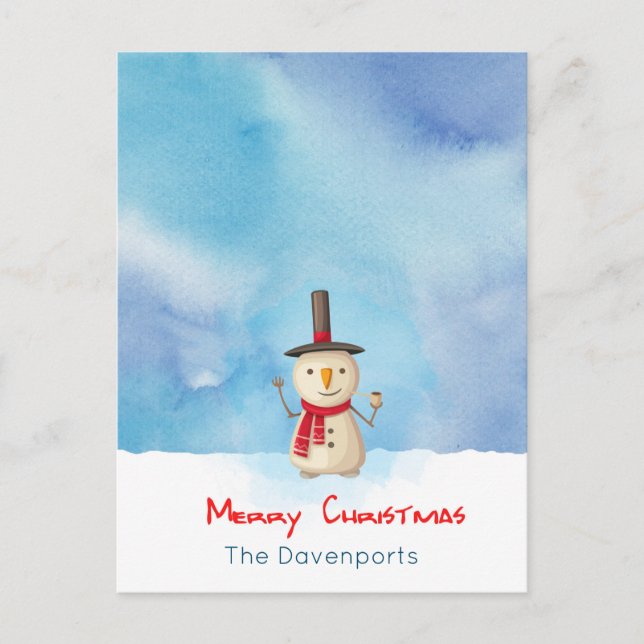Feliz Navidad Snowman ondeando Y Sonriendo (Anverso)
