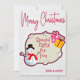 Feliz Navidad Snowman presenta tarjeta de vacacion