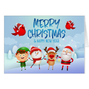 Feliz Navidad Snowman Santa Claus Rudolph Elf