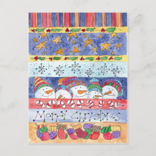 Feliz Navidad Snowman Stockings Snowflakes