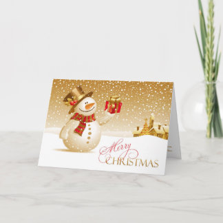 Feliz Navidad Snowman tarjeta de felicitación dobl