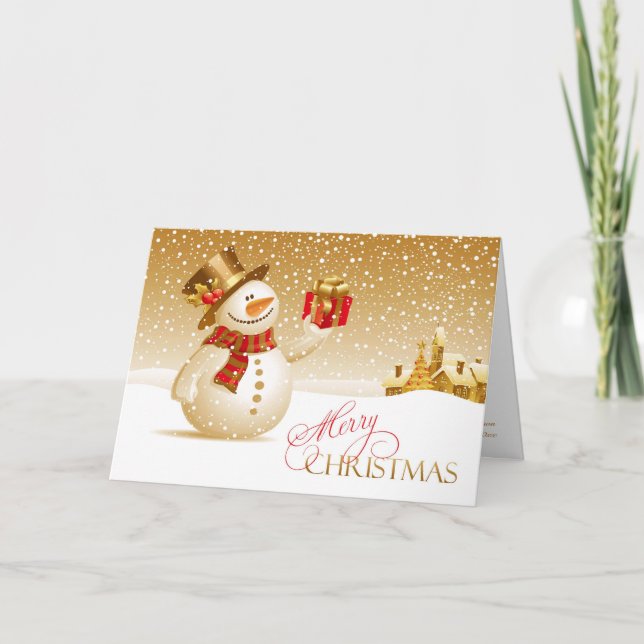 Feliz Navidad Snowman tarjeta de felicitación dobl (Anverso)