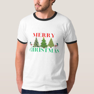 Feliz Navidad Snowman y camiseta de árbol