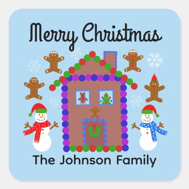 Feliz Navidad Snowman y casa de Pegatinas #3 (Anverso)