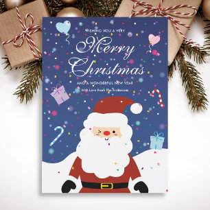 Feliz Navidad Snowowley Cute Santa Holiday Card