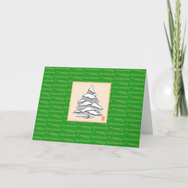Feliz Navidad Snowy Evergreen (Anverso)