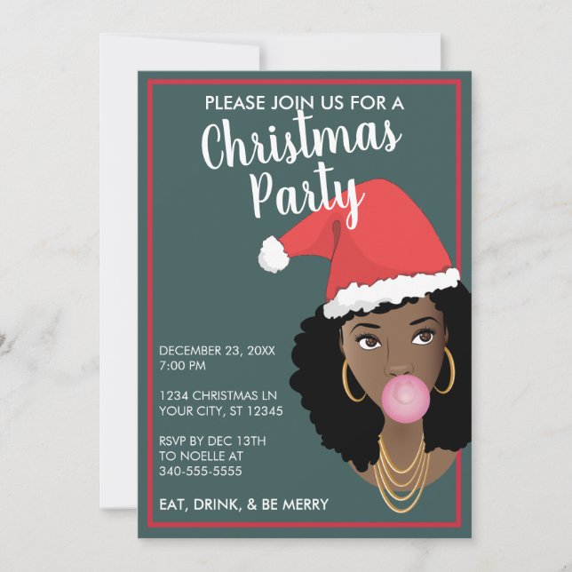 ¡Feliz Navidad! Sombrero de Santa Mujer Negra, Ver (Anverso)