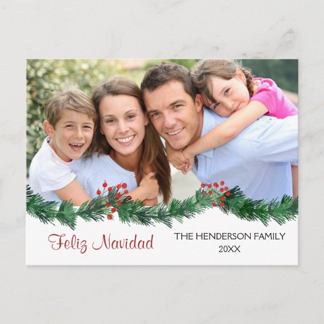 Feliz Navidad Spanish Script Photo Card (Anverso)