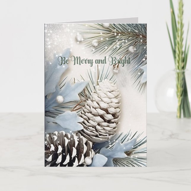 Feliz Navidad Sparkke Snowflakes Pine Cones (Anverso)