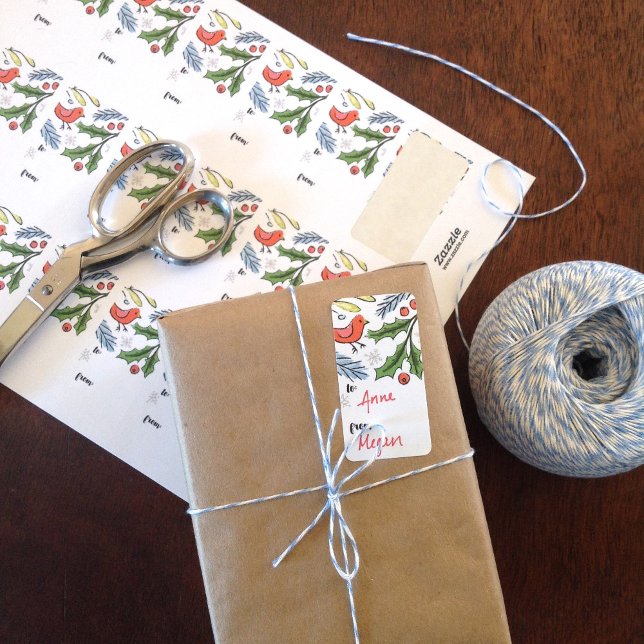 Feliz Navidad Spruce Boughs etiqueta de regalo (Subido por el creador)