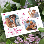 Feliz Navidad Sr. y Sra. 3 Collage de fotos Modern<br><div class="desc">Feliz Navidad Mr. & Mrs. 3 Collage de fotos Trendy Modern Navidades Cards presenta un collage de fotos de tres de tus fotos favoritas con el texto "Feliz Navidad desde el nuevo Sr. & Mrs." en un elegante guion rosado. Personalice editando el texto en los cuadros de texto proporcionados. Perfecto...</div>