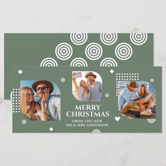 Feliz Navidad Sr. y Sra. 3 Collage de fotos Modern (Anverso / Reverso)