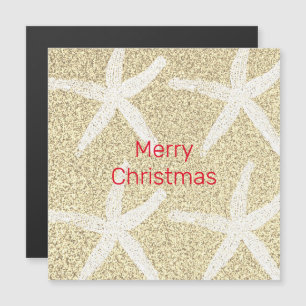 Feliz Navidad Starfish Oro Purpurinoso Blanco Rojo