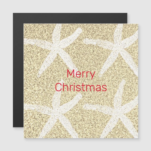 Feliz Navidad Starfish Oro Purpurinoso Blanco Rojo (Anverso/Reverso)