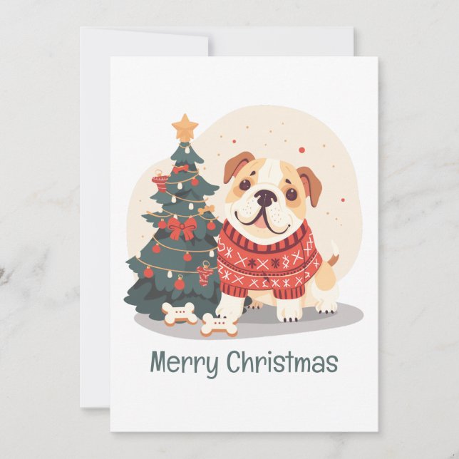 Feliz Navidad Suéter Navideño para Bulldog Inglés (Anverso)