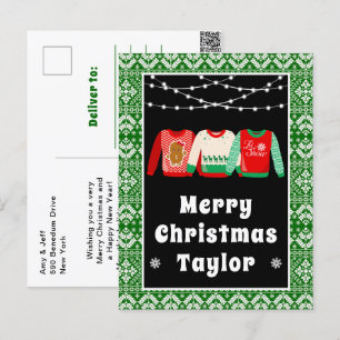 Feliz Navidad Suéteres Feos Verdes con Nombre