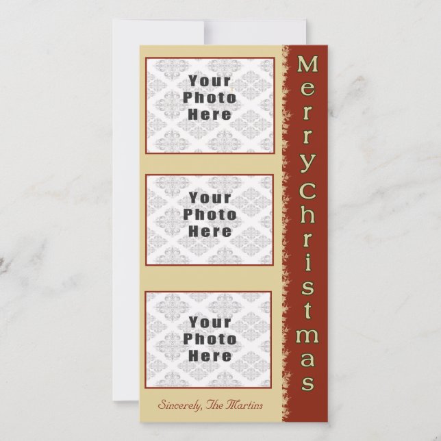 Feliz Navidad Tan/Rojo 3 Foto 4x8 (Anverso)