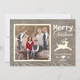 Feliz Navidad Tan Rustic Wood Family Photo