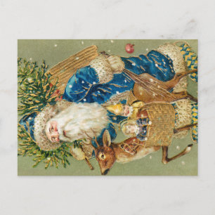 Feliz Navidad, Tarjeta Antigüa, Santa y Reno