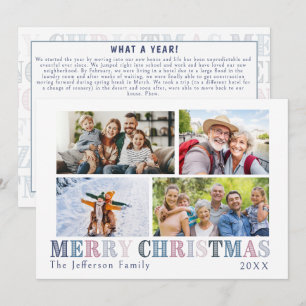 Feliz Navidad Tarjeta con cuatro fotos y nota