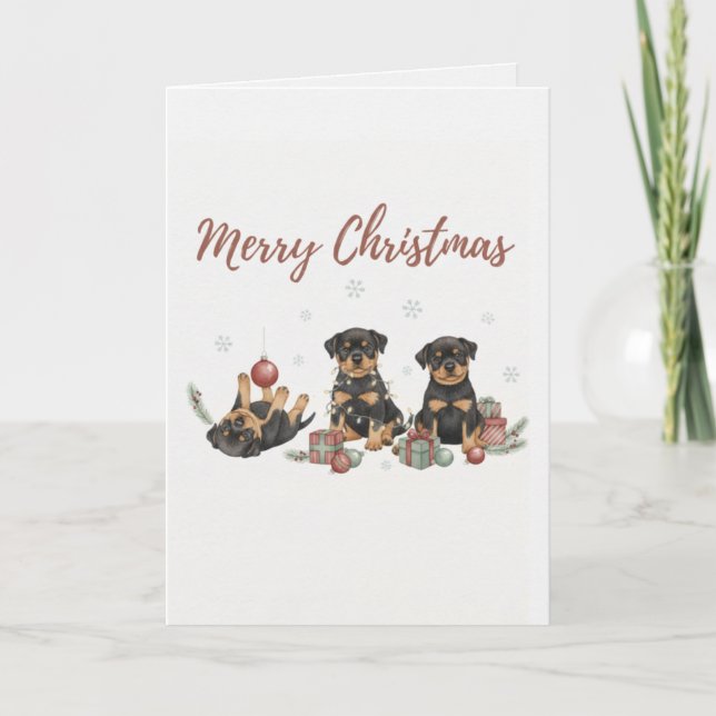 Feliz Navidad Tarjeta de cachorros tres cachorro d (Anverso)