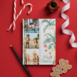 Feliz Navidad | Tarjeta de Collage de fotos para N<br><div class="desc">Desee a sus seres queridos una feliz Navidad con nuestras tarjetas Mele Kalikimaka. Palmeras acuáticas simples adornadas con luces festivas. Tres collage de fotos en el frente con la foto enmarcada en la parte posterior y el mensaje de tu personalizado. Añada la redacción de su personalizado a este diseño utilizando...</div>