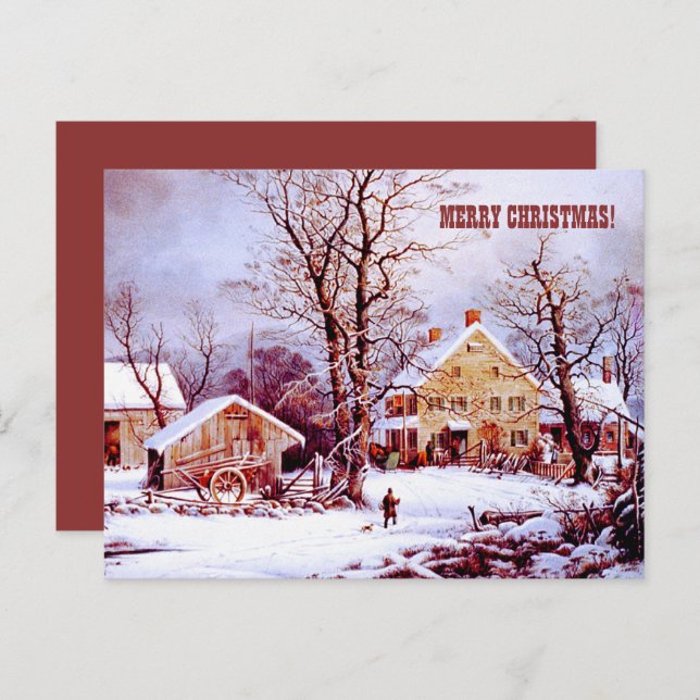 Feliz Navidad. Tarjeta de escenas de invierno de l (Anverso / Reverso)