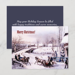 Feliz Navidad. Tarjeta de escenas de invierno vint