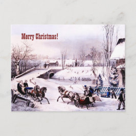 Feliz Navidad. Tarjeta de escenas de invierno vint