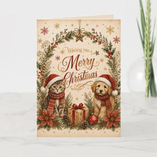Feliz Navidad Tarjeta de Felicitación de Gato y Pe