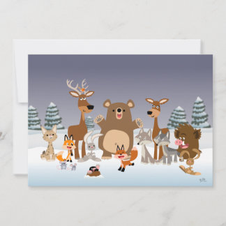Feliz Navidad! Tarjeta de invitación de animales d