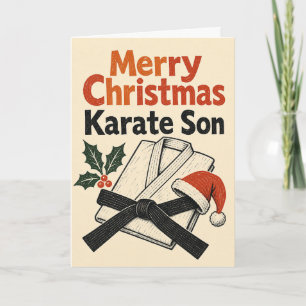Feliz Navidad Tarjeta de Karate Hijo