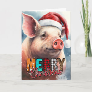 Feliz Navidad Tarjeta de Santa CERDO