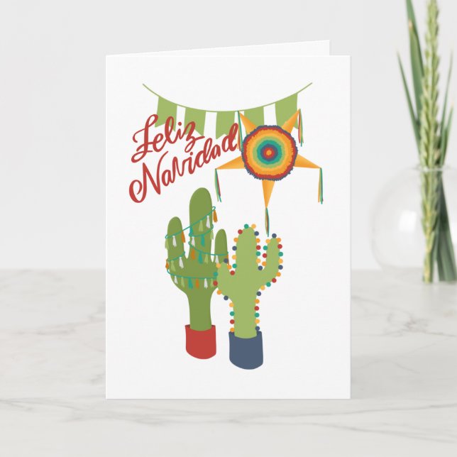 Feliz Navidad tarjeta de vacaciones con cactus dec (Anverso)