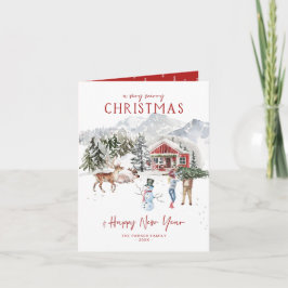 Feliz Navidad | Tarjeta de vacaciones de cabaña rú