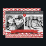 Feliz Navidad. Tarjeta fotográfica navideña en esp<br><div class="desc">Feliz Navidad y próximo año nuevo. Feliz Navidad y feliz año nuevo en español. Diseño del Patrón Nórdico de Copos de Nieve Fotos de Navidad en Español con año personalizado,  fotos y nombres. Tarjetas de correspondencia y regalos disponibles en la categoría Navidades y Año Nuevo de nuestra tienda.</div>