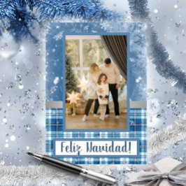 Feliz Navidad Tarjeta plana de vacaciones azul ele