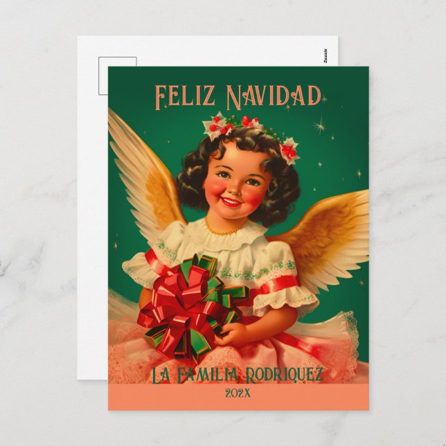 "Feliz Navidad" tarjeta postal de Angel Navidades (Anverso / Reverso)