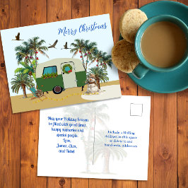 Feliz Navidad Tarjeta Postal de Camping Tropical