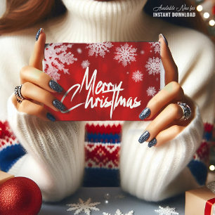Feliz Navidad tarjeta postal roja de fiestas