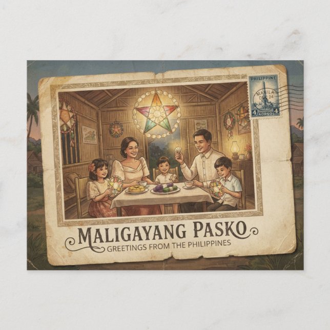 Feliz Navidad Tarjeta Postal Vintage (Anverso)